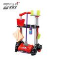 DWI Little girl pretend play plastic cleaning trolley toy set